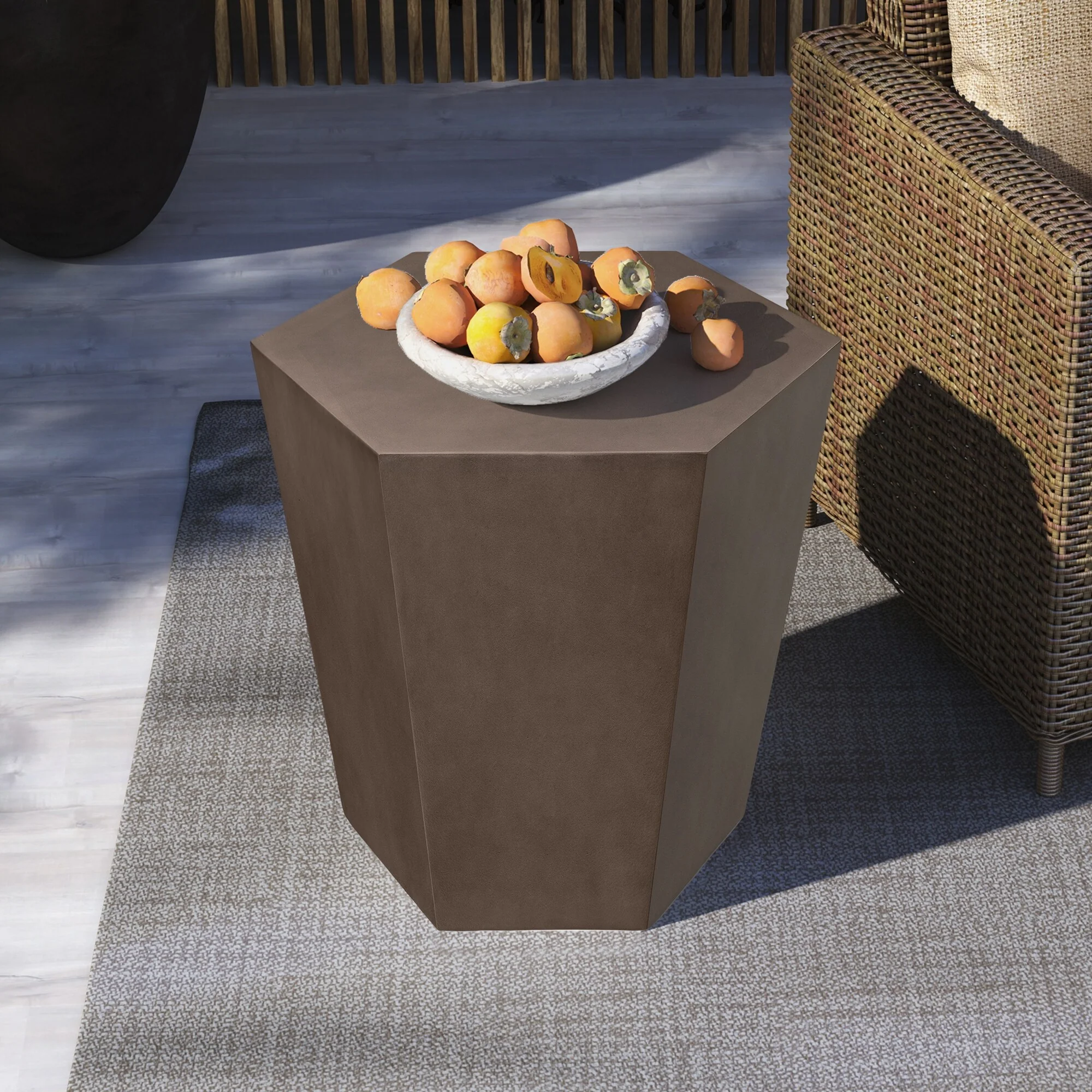 UPHA Outdoor 24-inch Concrete Accent Side Table, Coffee Table