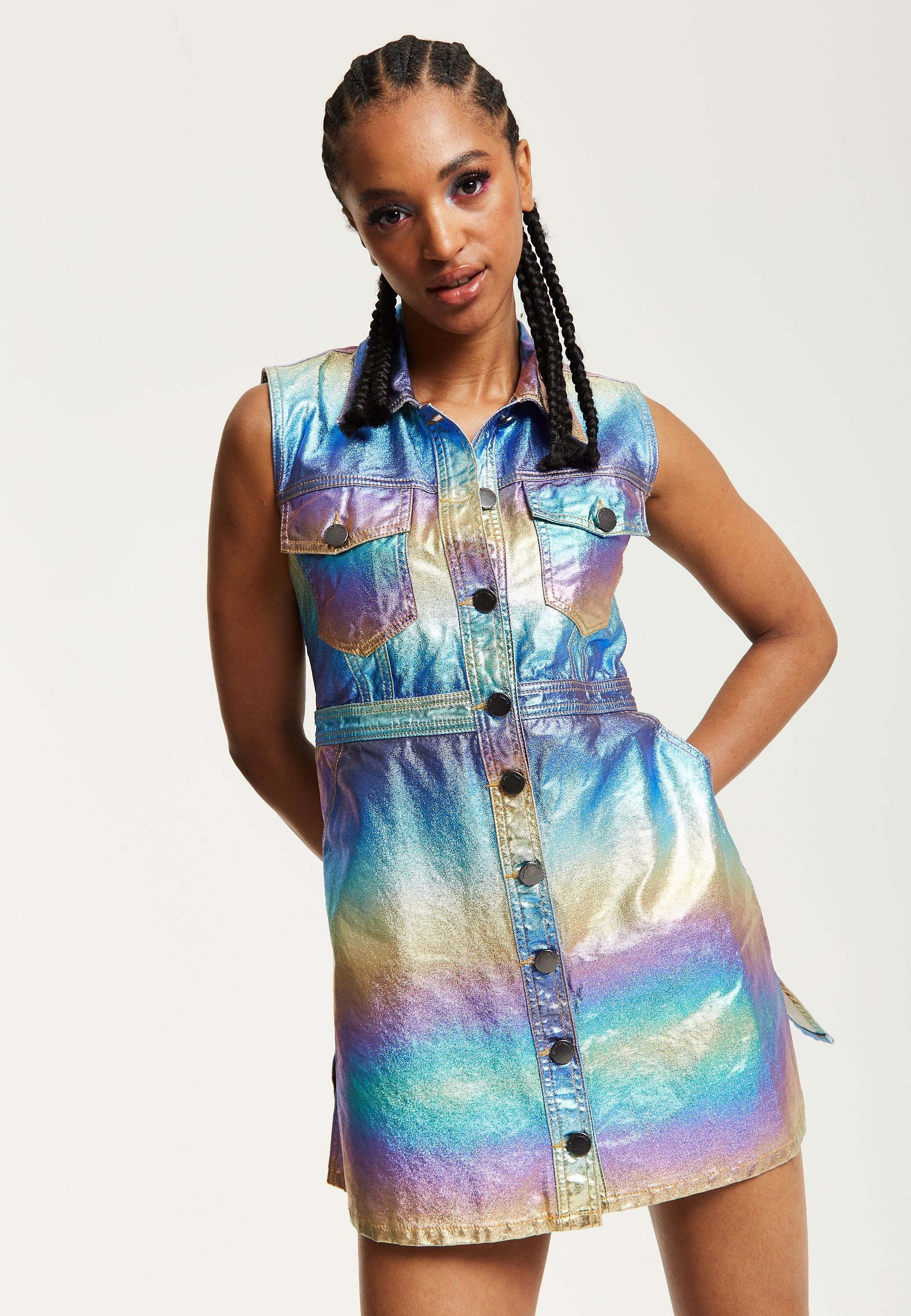 House of Holland Metallic Rainbow Mini Dress