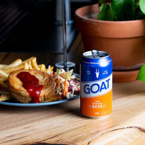 Mountain Goat 'GOAT' Very Enjoyable Beer, Aussie Lager, Craft Beer, 4.2% ABV, 375mL (Case of 24 Cans)