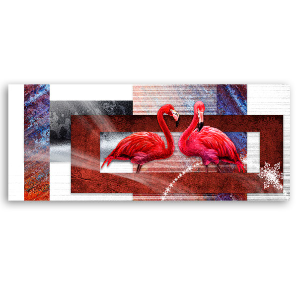 Feeby Obraz na płótnie, Dwa czerwone flamingi 90x30