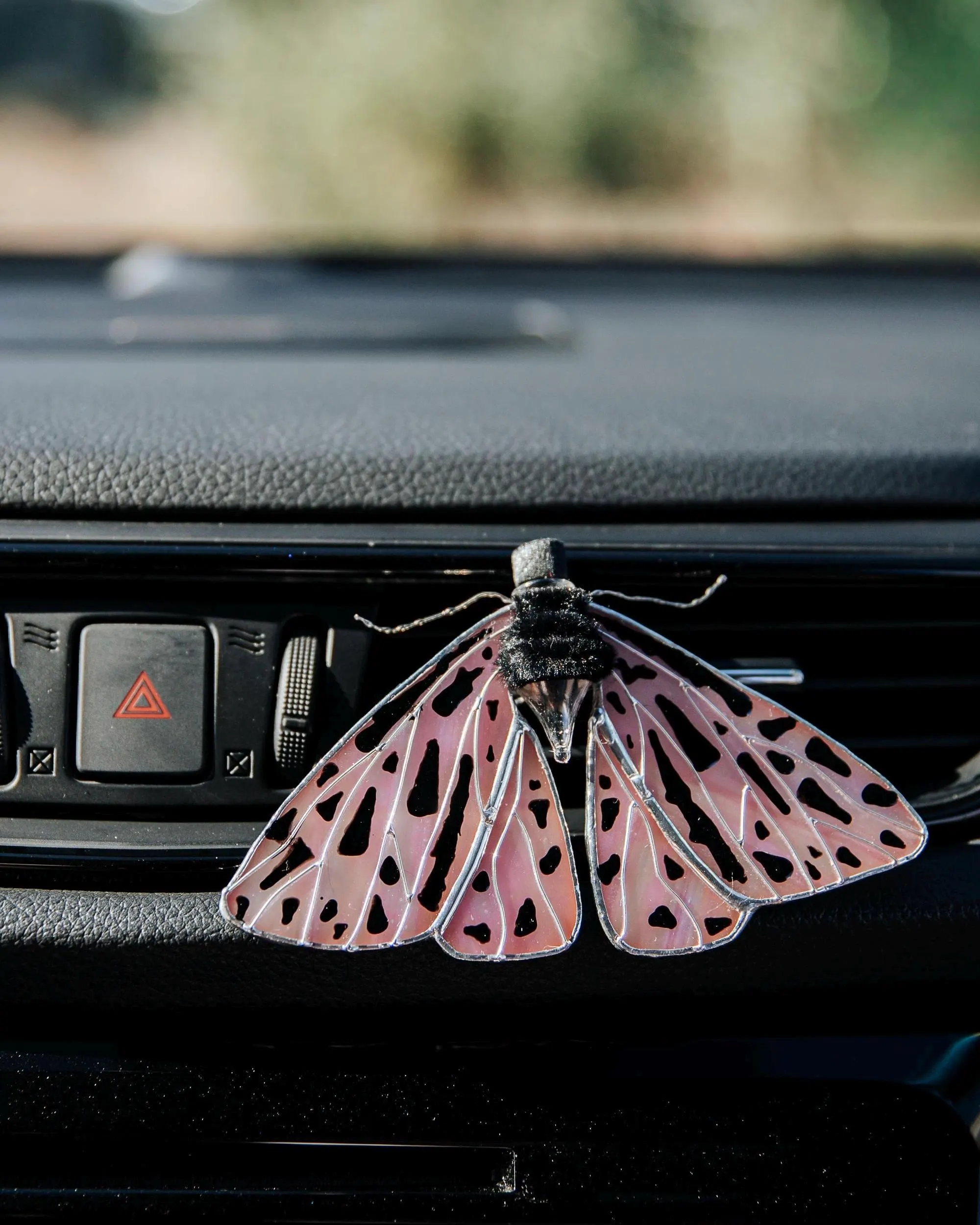 Stained Glass Grammia Arge Moth Butterfly Car Vent Diffuser | Refillable Car Air Freshener | Car Vent Clip | Car Accessory | Gift for Her