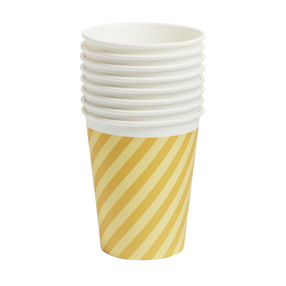 Lot de 8 gobelets rayé orange et jaune carton 24cl