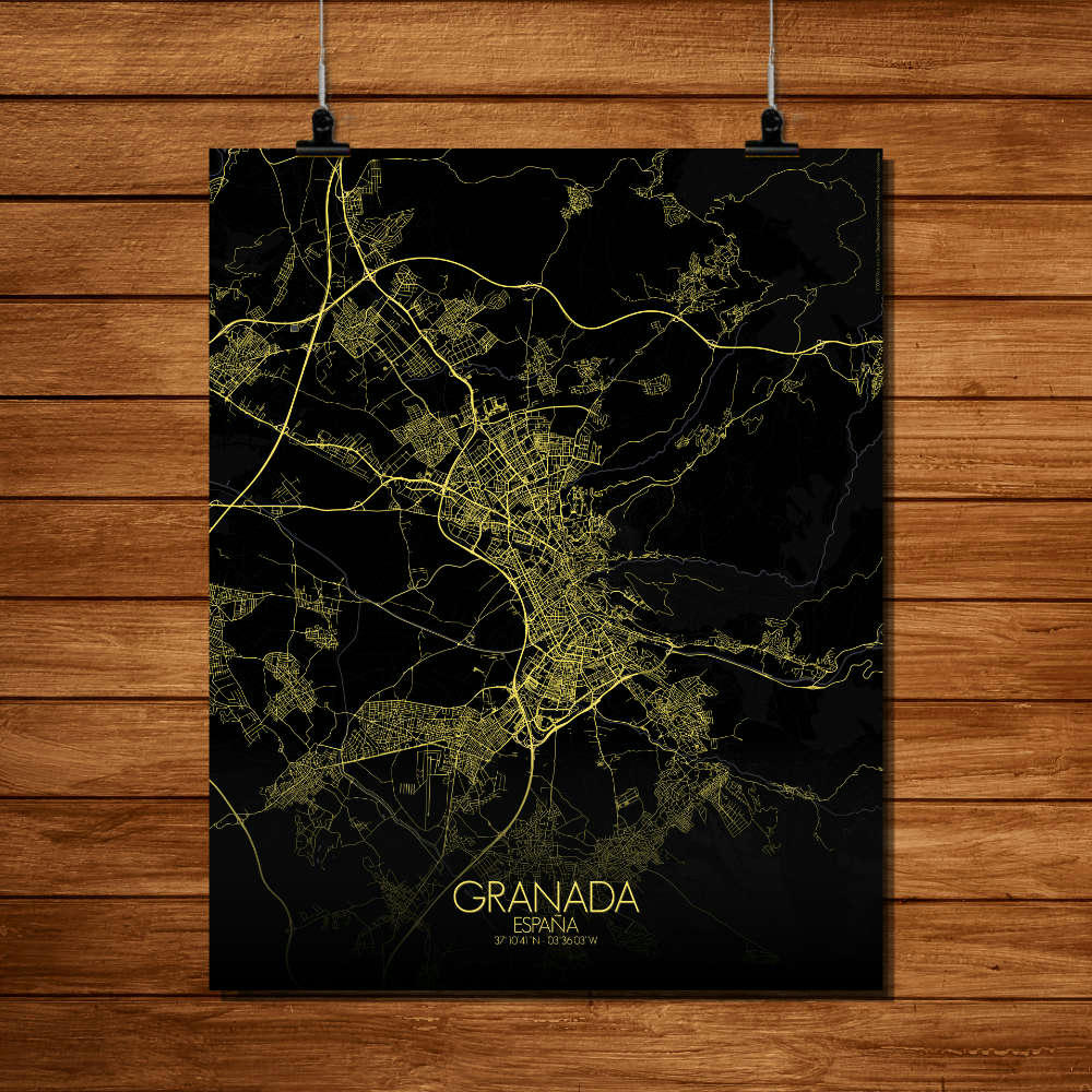 - Affiche Grenade Carte Nuit 40x50