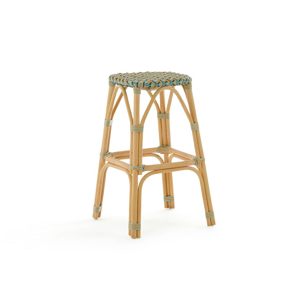 Tabouret de bar tressé et rotin H76 cm, Musette