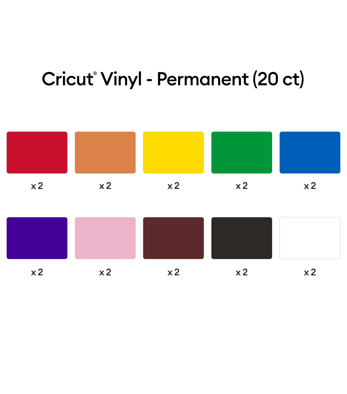 Cricut 12 x 12 Rainbow Permanent Vinyl Samplers 20ct