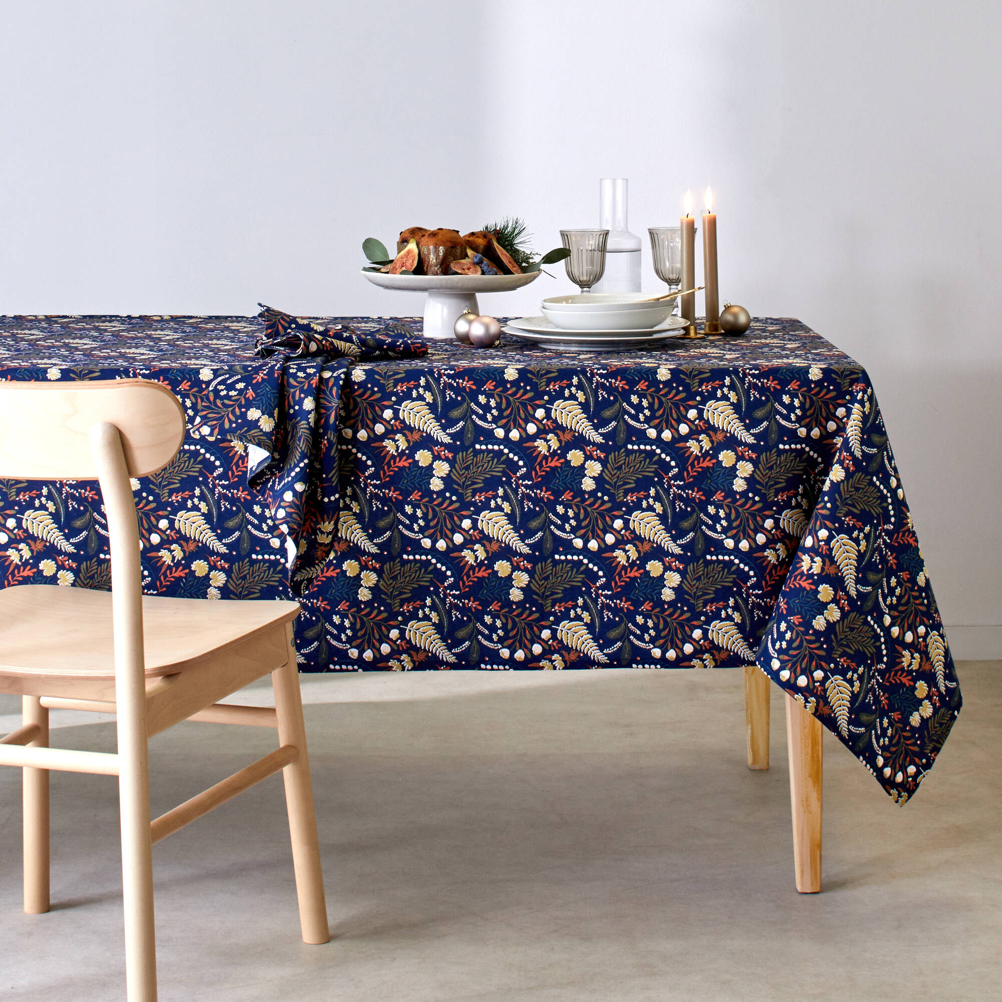 Serviette de table en coton imprimé herbier - lot de 3