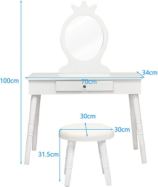 Coiffeuse pour enfants avec tabouret coiffeuse et chaise table cosmetique avec miroir et tiroir egalement comme bureau