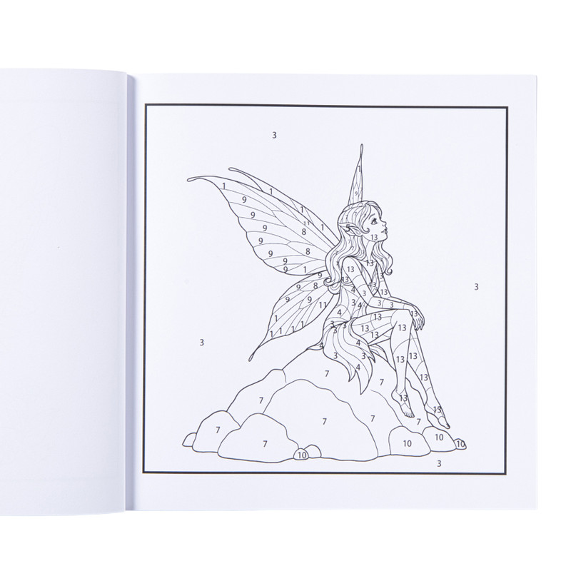 Kleurboek op nummer fantasiefiguren - 20x20 cm