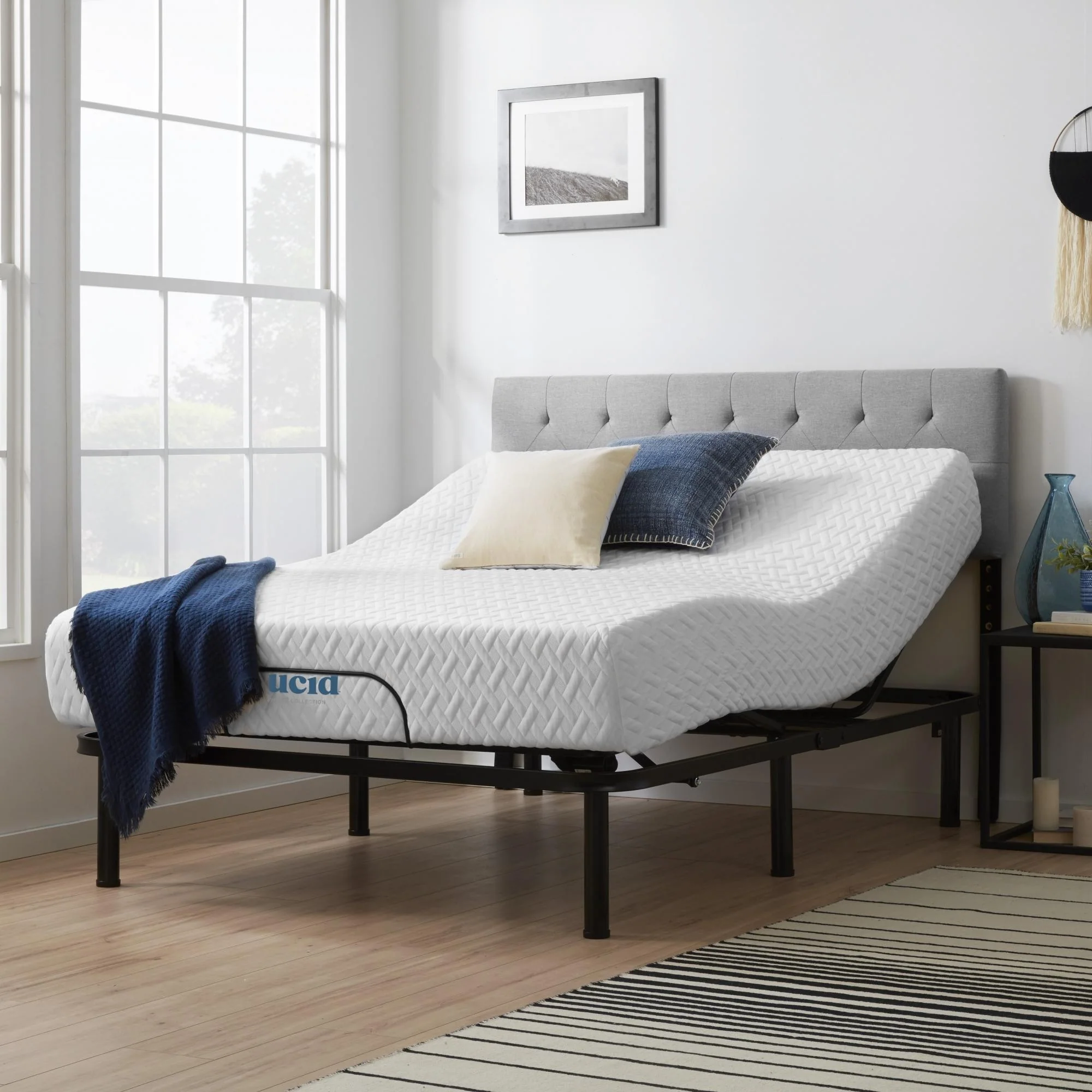 Lucid Comfort Collection 10-inch Gel Memory Foam Mattress and Standard Adjustable Bed Set