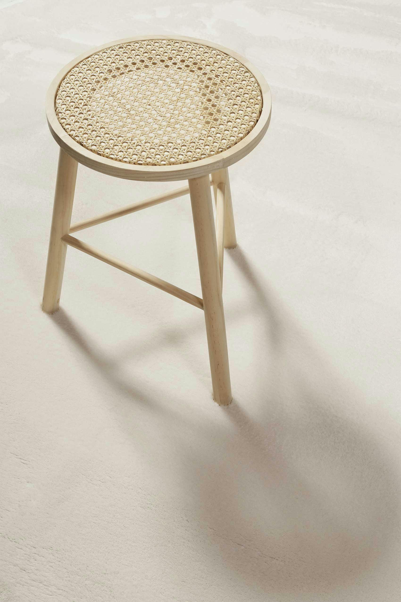 LAGO - Tapis rond tufté mèches rases blanc cassé crème 120 D