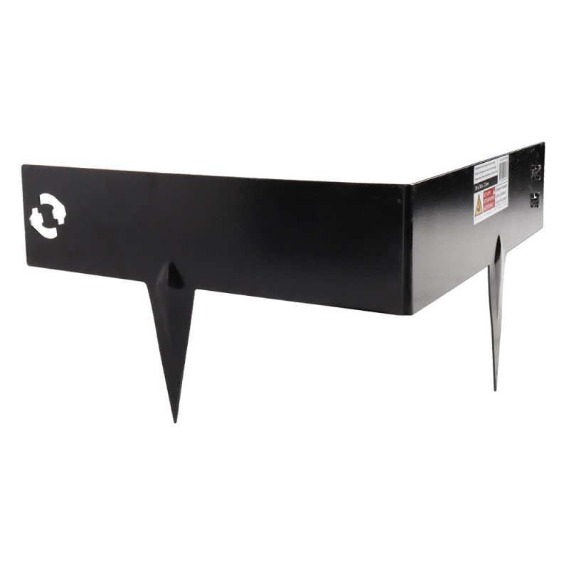 Bordure d'angle de jardin en métal noir 30 x 30 x 7,5 cm