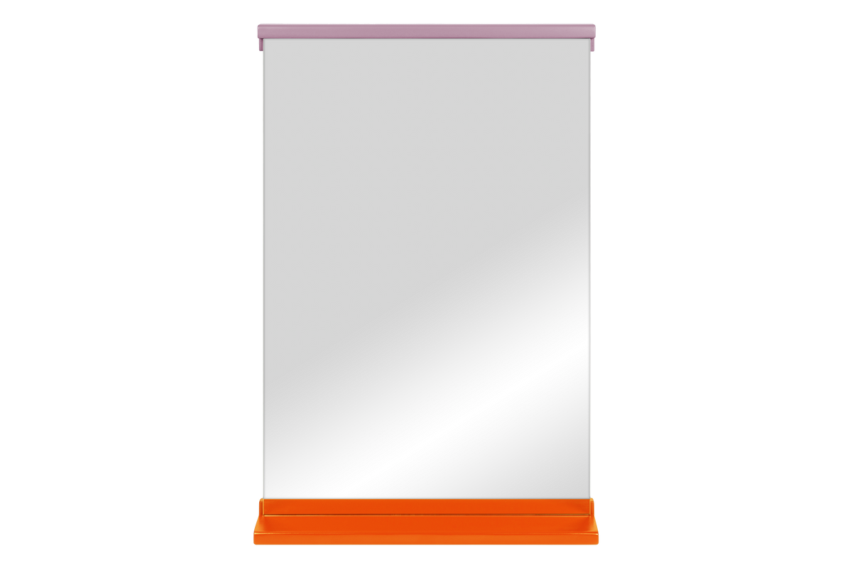 noo.ma Lun wandspiegel hout - 75 x 50 cm, Orange Peel & Pale Violet