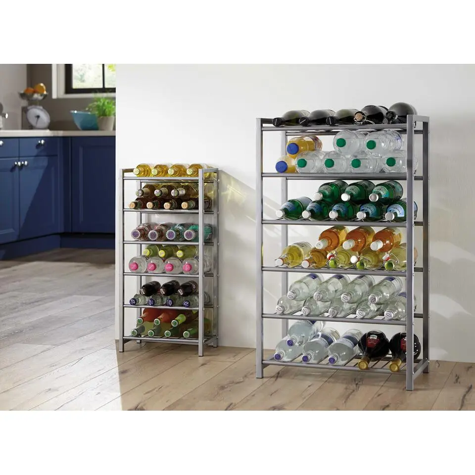 Flessenrek - 34 x 22 x 72 cm - Grijs / Metaal