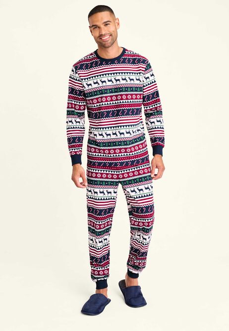 Unisex Adult Navy Fairisle Christmas Family Pyjama Set