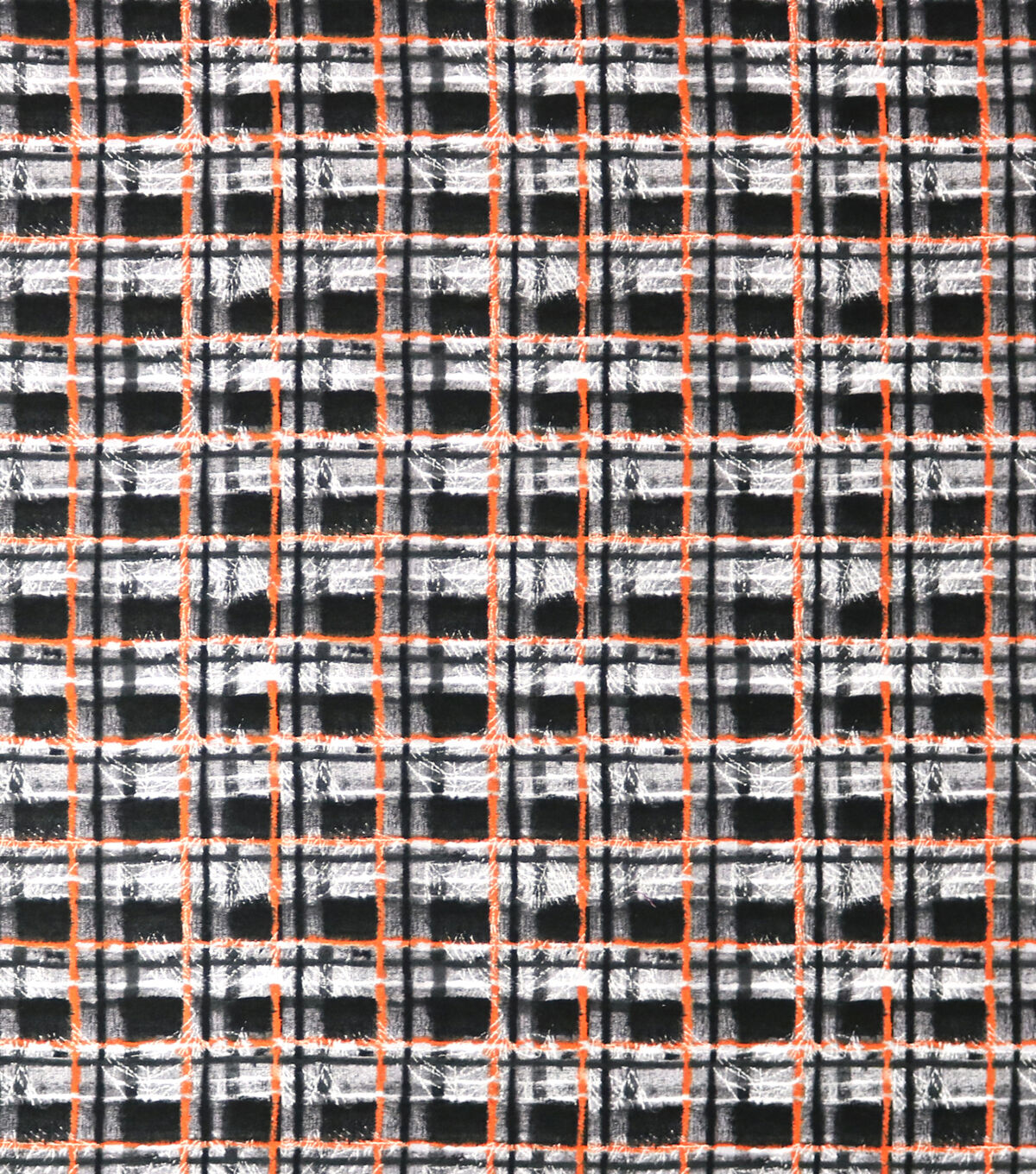 Black Orange Blurry Plaid Super Snuggle Flannel Fabric