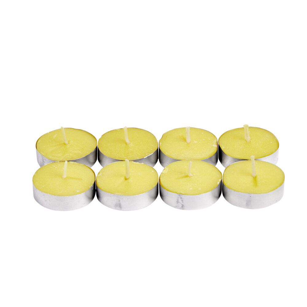 Bougie chauffe-plat citronnelle cire jaune 3,7xEp1,8cm (8 pièces)