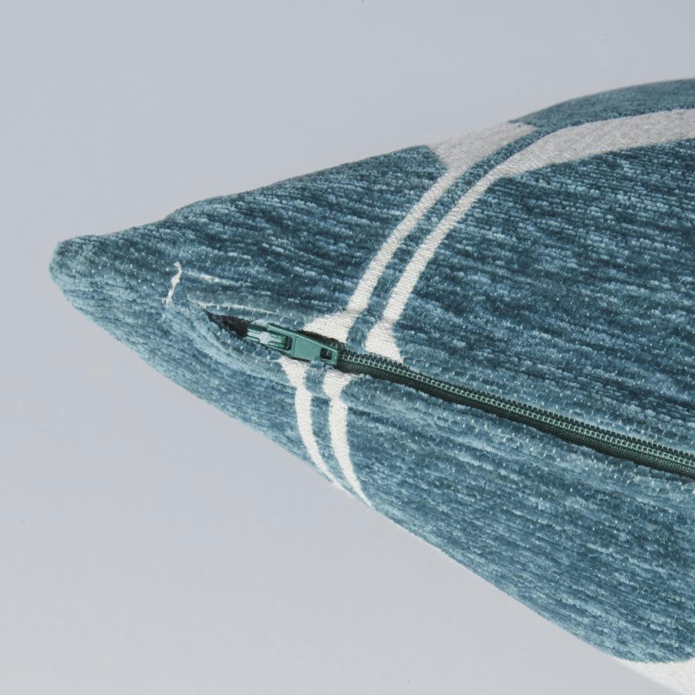 ASTON - Coussin tissé jacquard chenillé blanc et vert 45x45