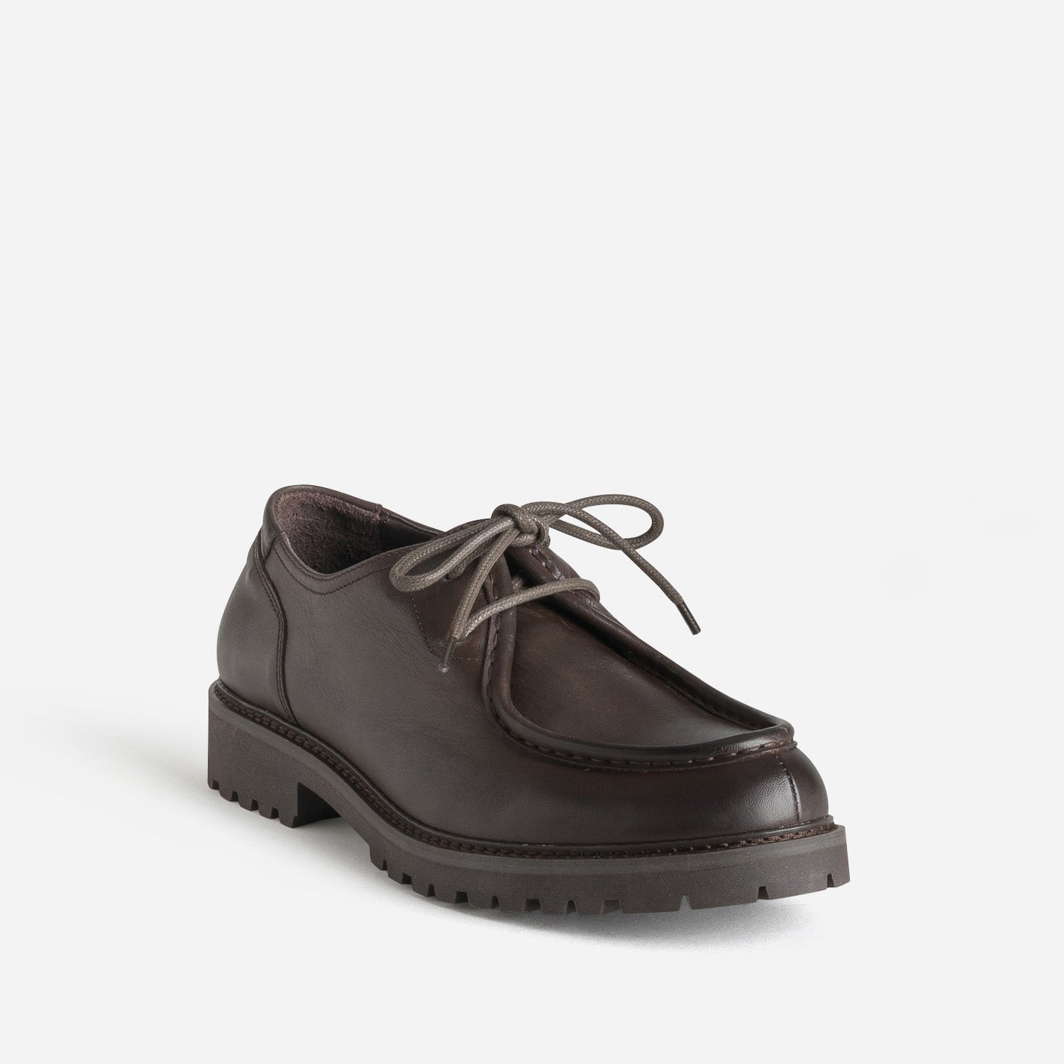 Derby détente en cuir marron