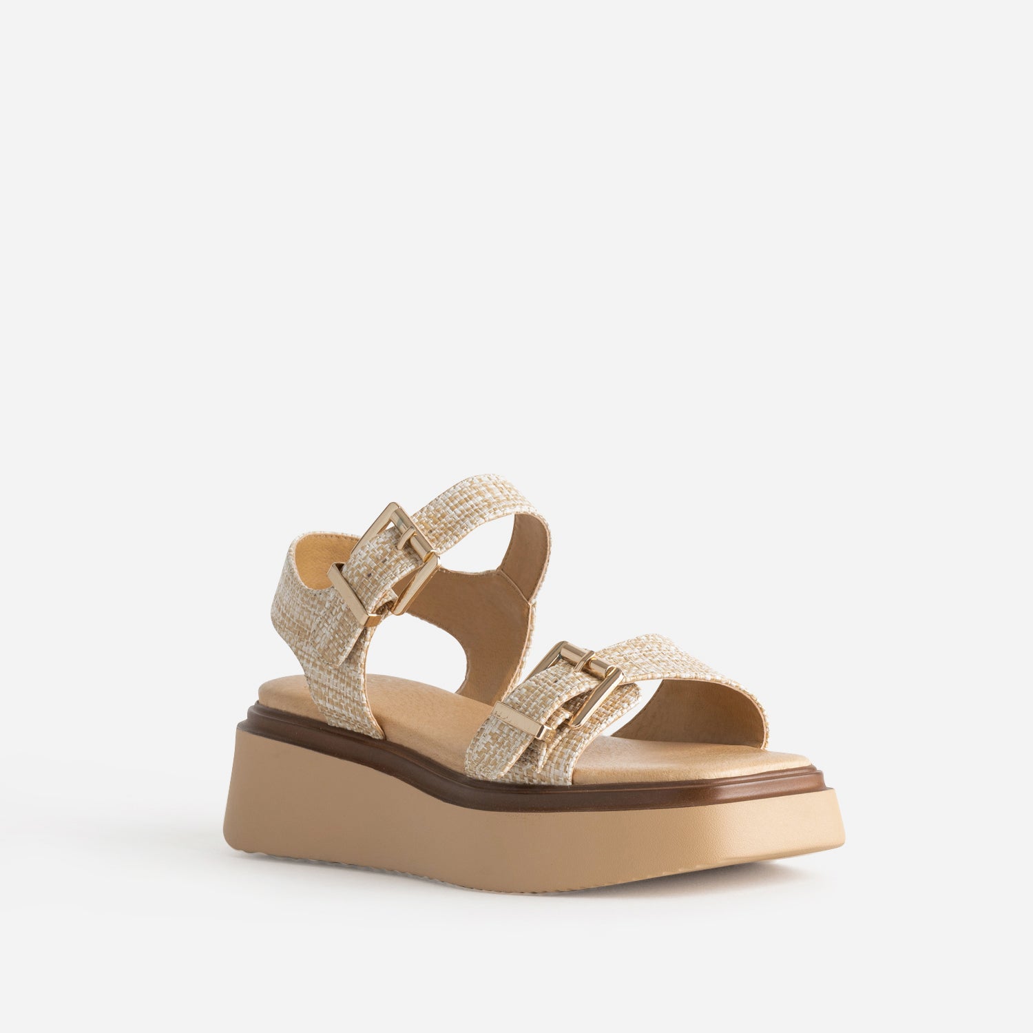 Sandale TEXTO beige effet raphia