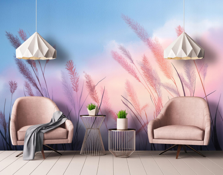 Fototapeta Trawa Pampas Niebieski Na Flizelinie Do Sypialni Salonu 250x175