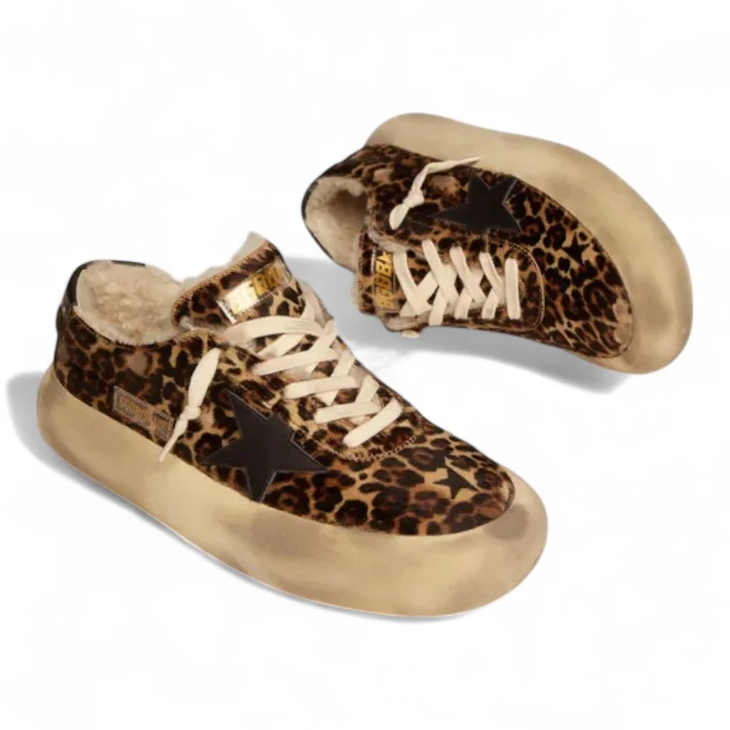 Space-Star shoes in animal-print pony skin with shearling lining