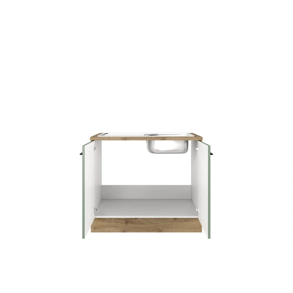 Küchenunterschrank »Cara«, BxHxT: 100 x 85 x 60 cm, Dekor: Schilfgrün matt / Artisan Eiche