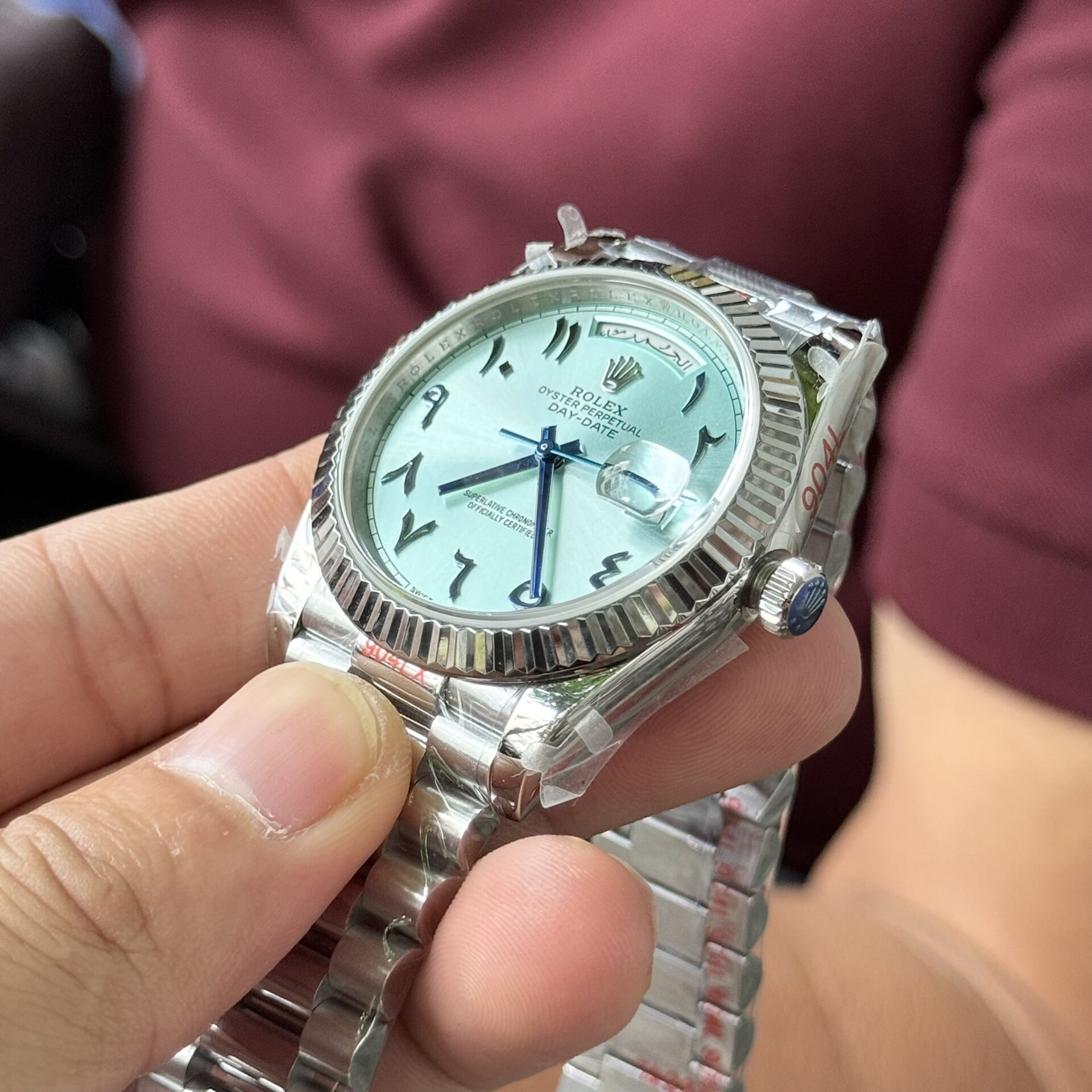 Rolex Day-Date 904L Steel Blue Arabic Dial 40mm Super Clone