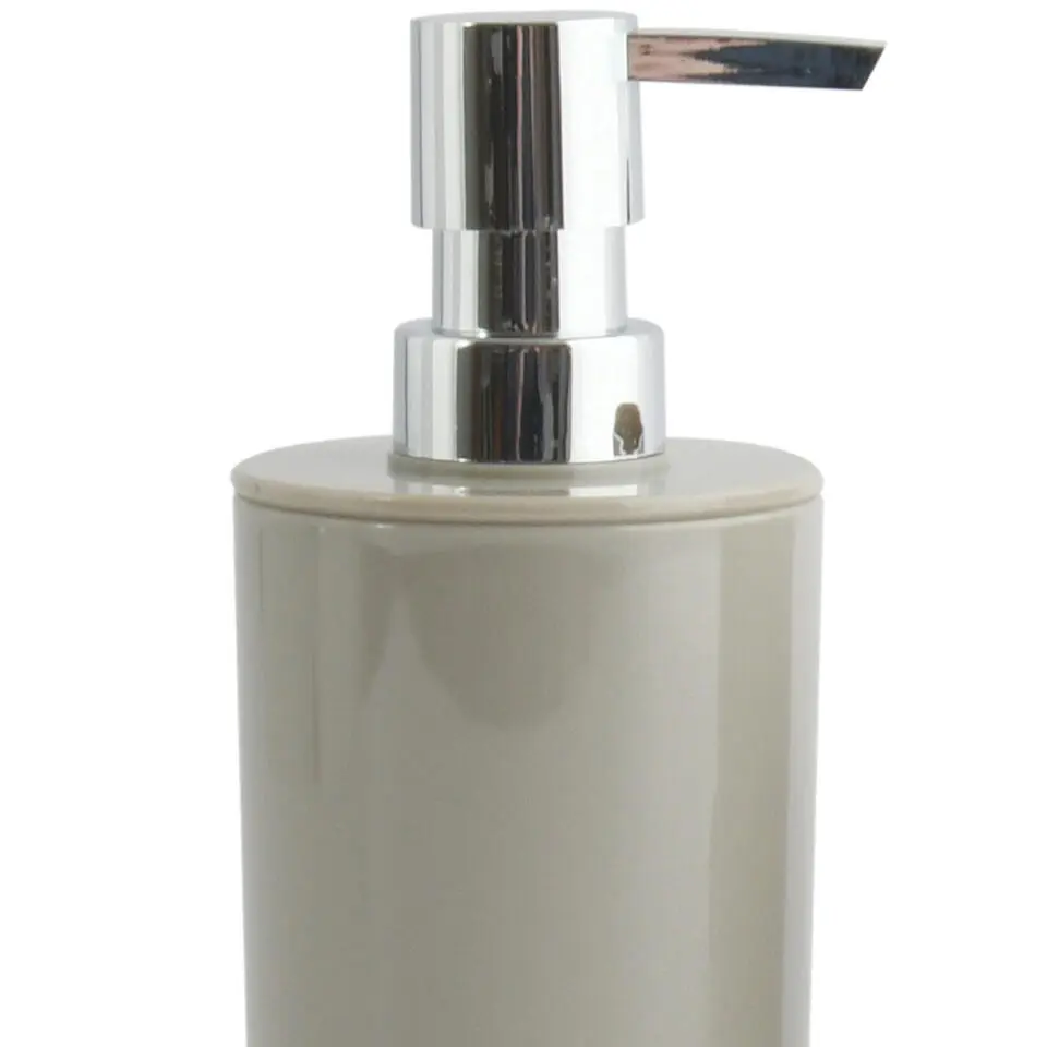 MSV Zeeppompje/dispenser Porto - kunststof - taupe/zilver - 7 x 16 cm