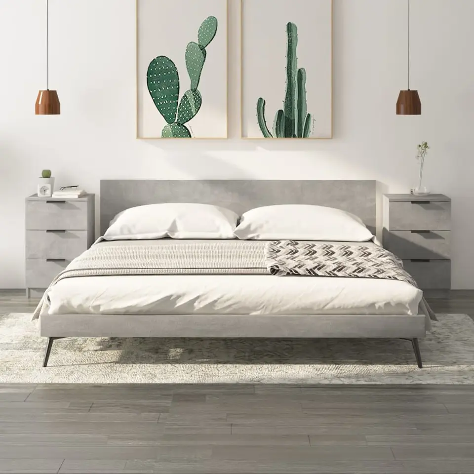 vidaXL - Nachtkastje - Grijs - Bewerkt hout - 2 stuks