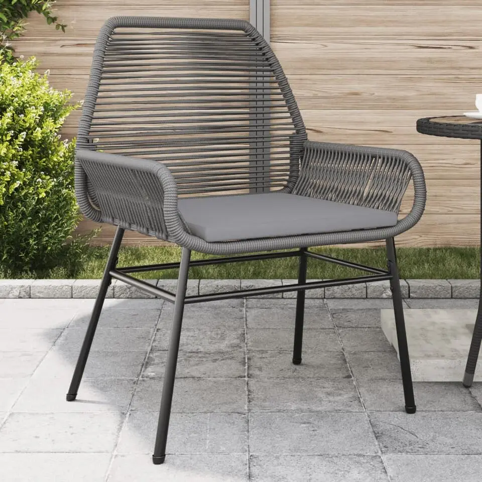 vidaXL - Tuinstoelen - Kussens - Grijs - Poly rattan - 2 stuks