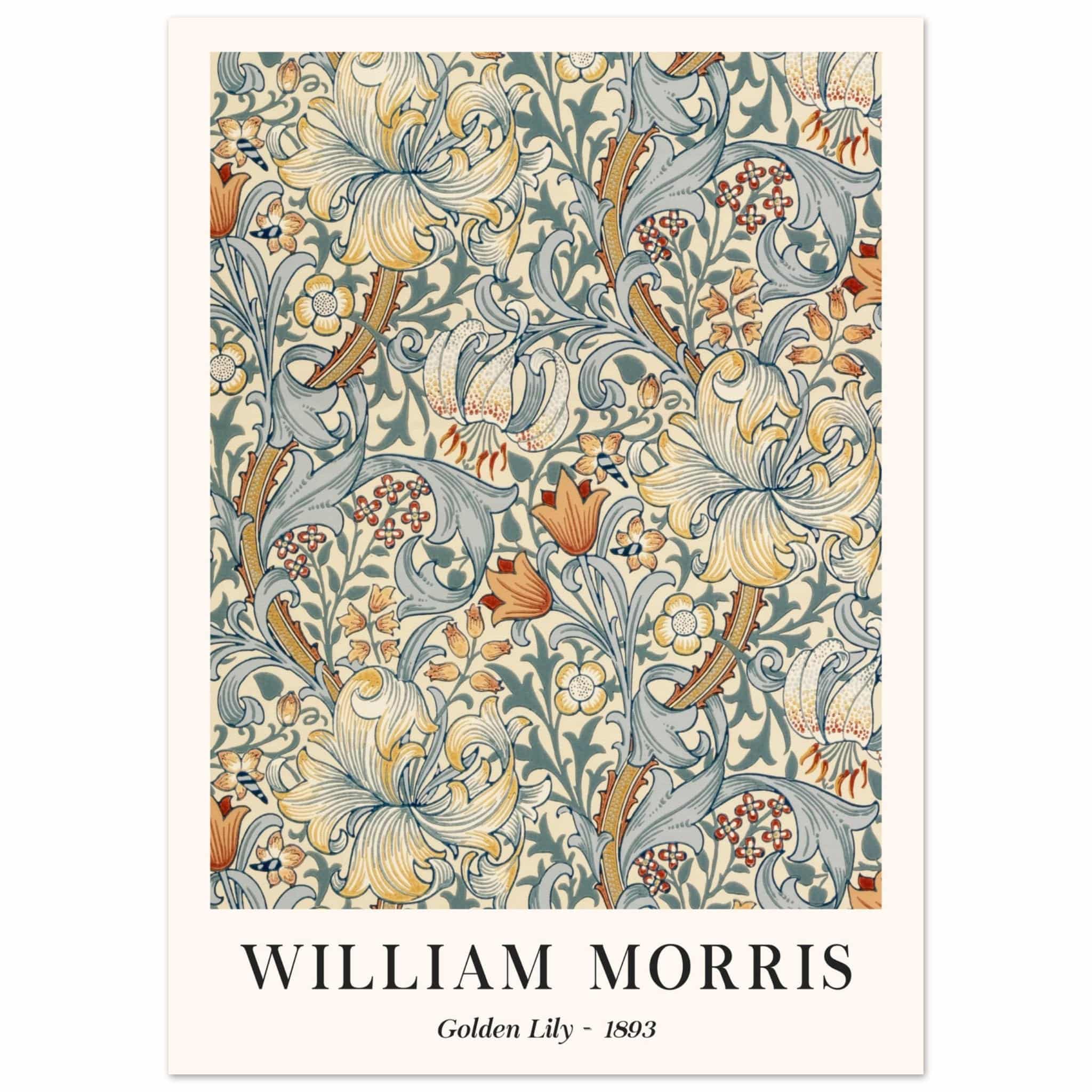 Artfulprints Poster William Morris - Golden lilly 1893  - 50x70 cm - Groen