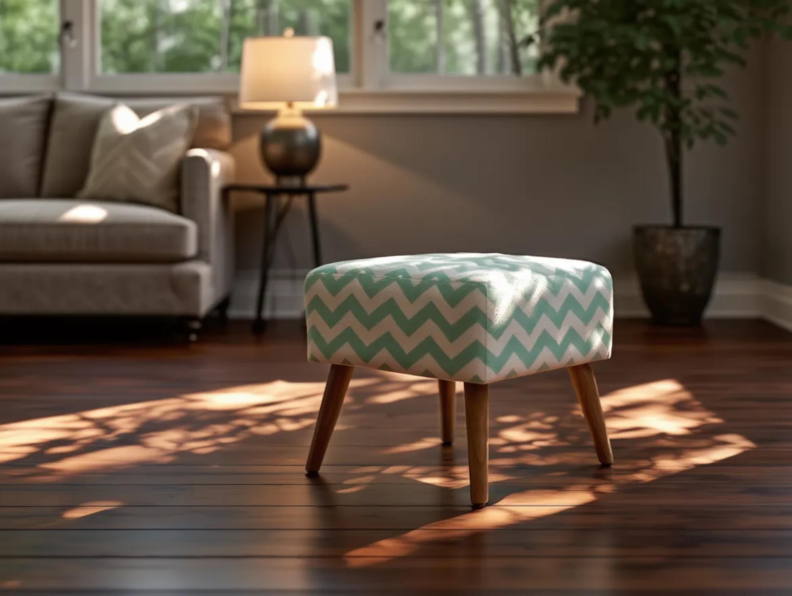 Footstool MANTEO Cotton Mint Green