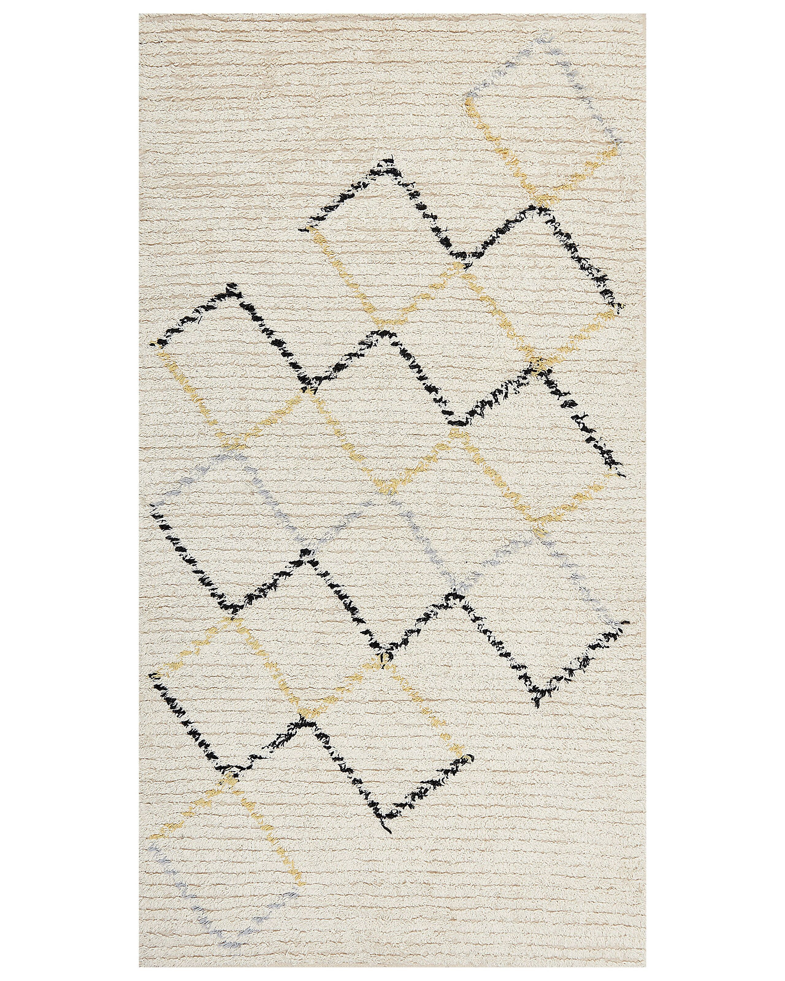 Dywan boho geometryczny wzór 80x150 cm beżowy