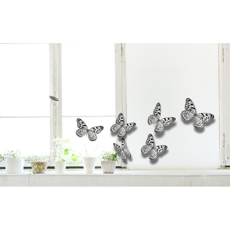 Planche de stickers 3D Papillons noirs et blancs