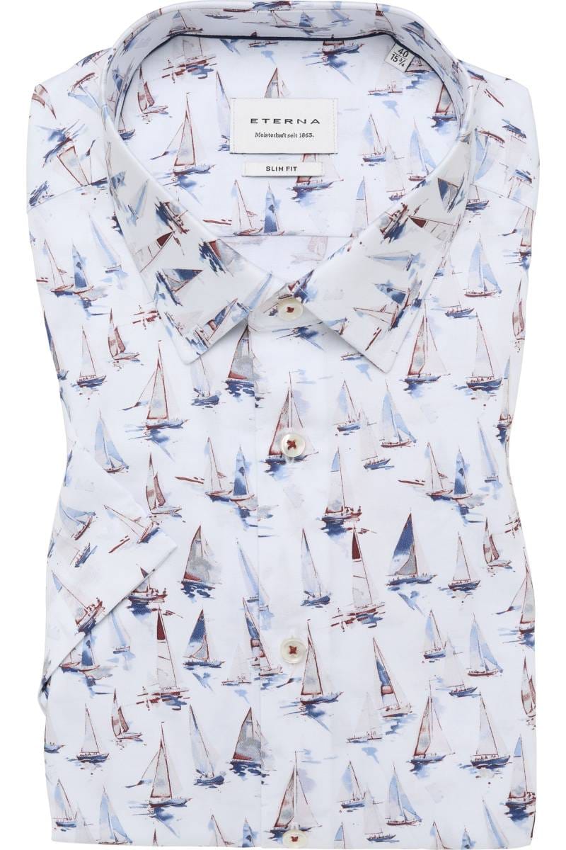 ETERNA Slim Fit Hemd blau, Bedruckt