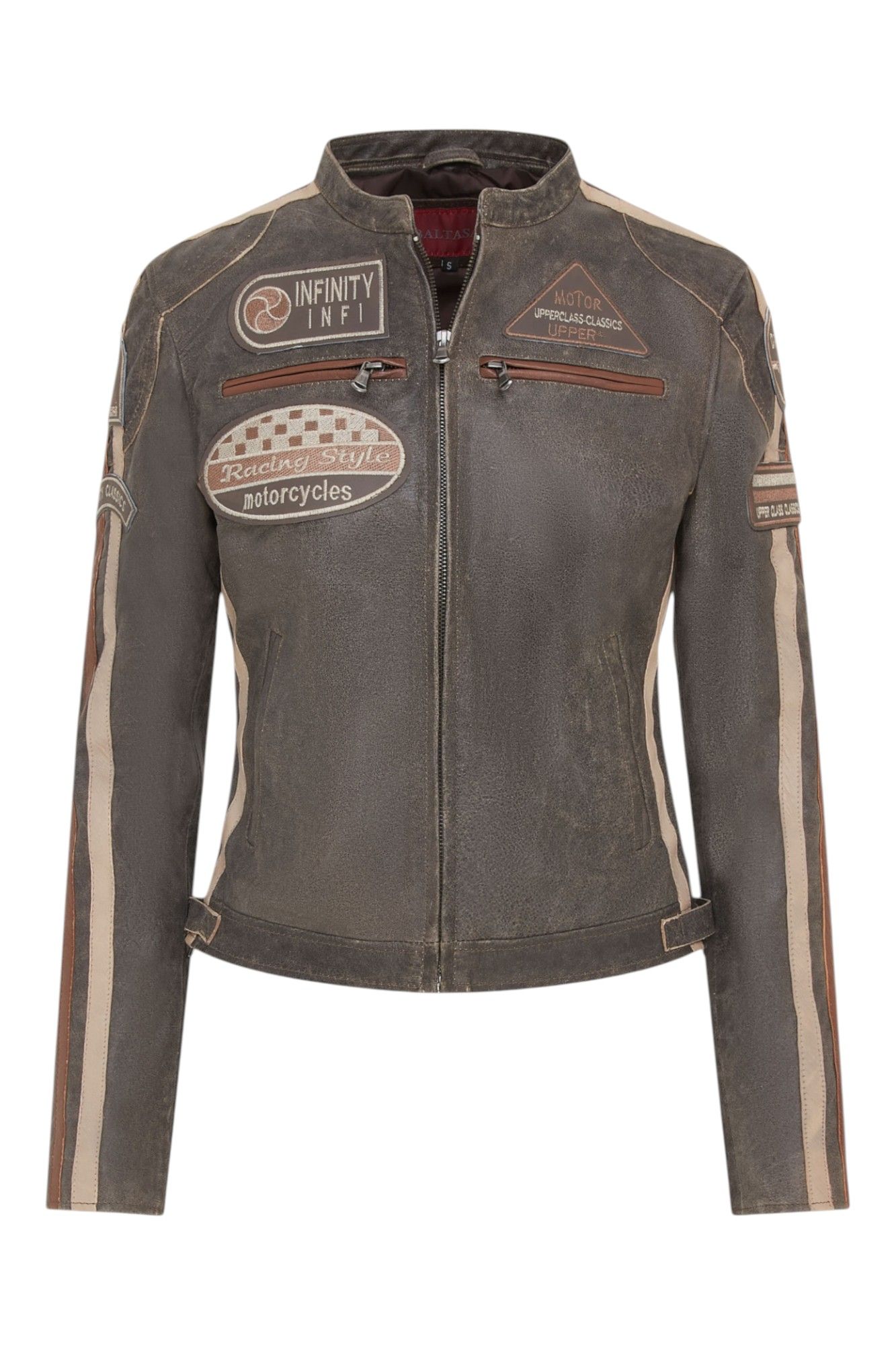 Infinity Leather Biker Racing Badges Leather Jacket-Eastleigh