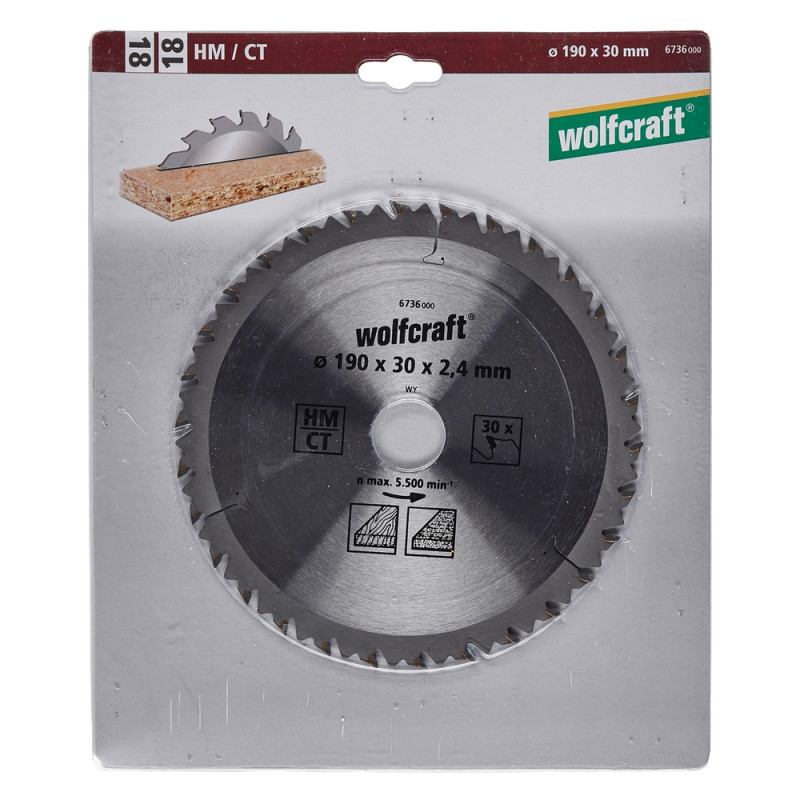 Lame de scie circulaire pour panneaux agglomérés Ø 190 x 30 mm WOLFCRAFT