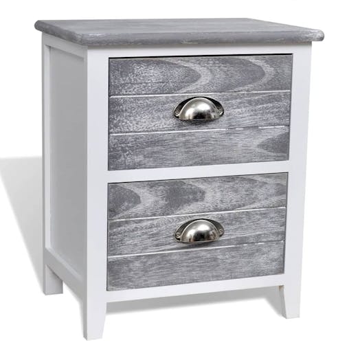 NNEVL Nightstand 2 pcs with 2 Drawers Grey and White