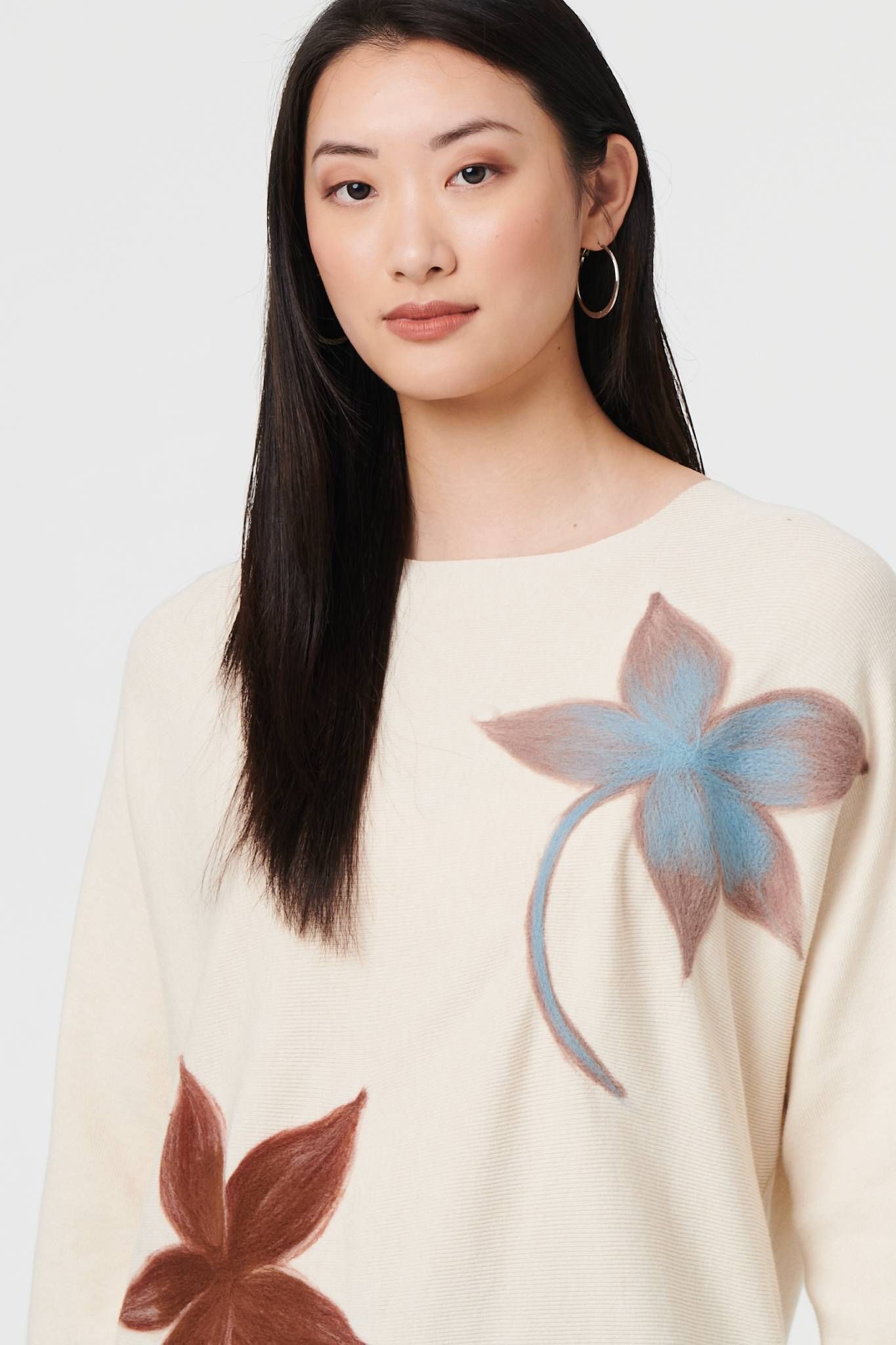 Izabel London Leaf Print Batwing Sleeve Relaxed Top