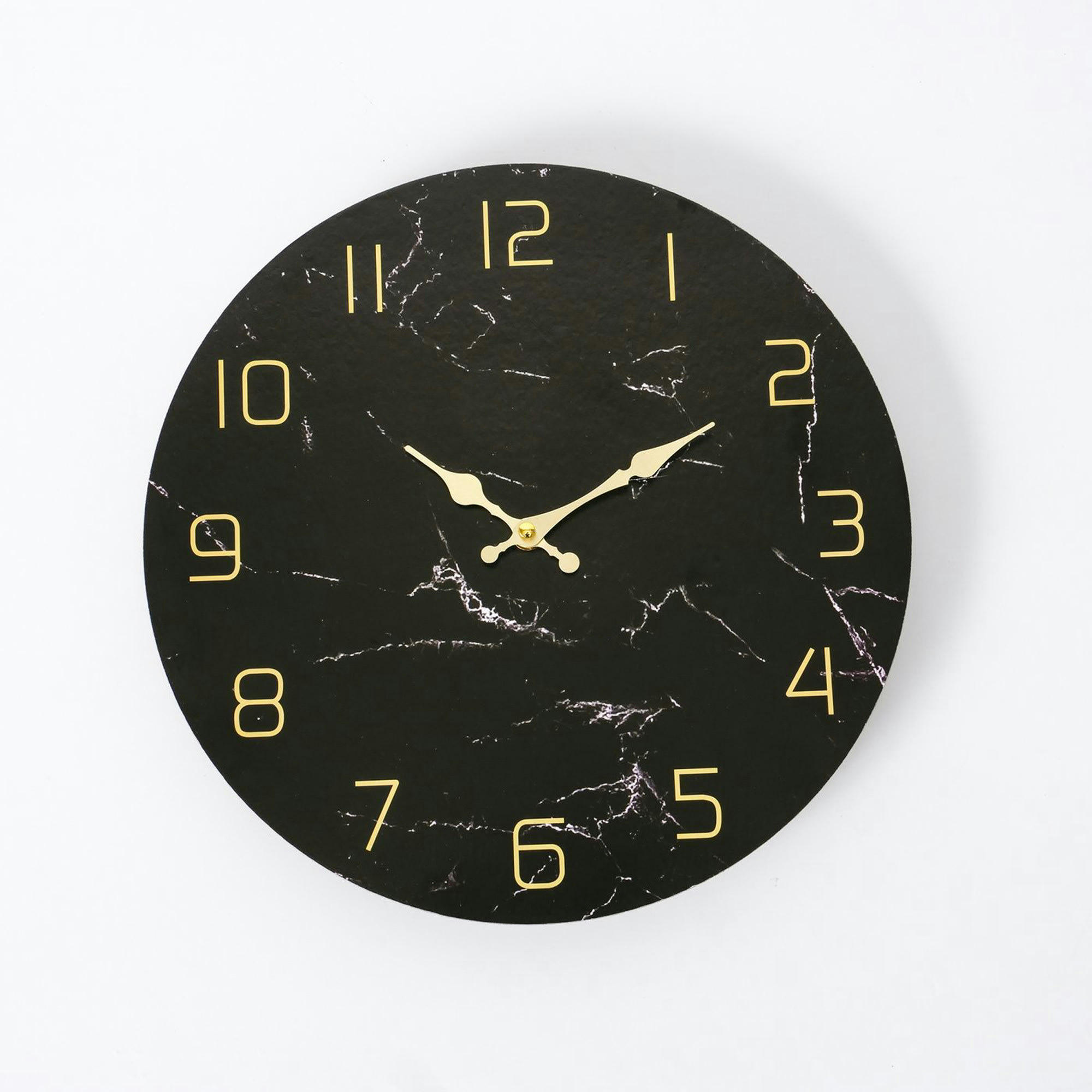 - Horloge murale effet marbre noir et doré diamètre 34cm
