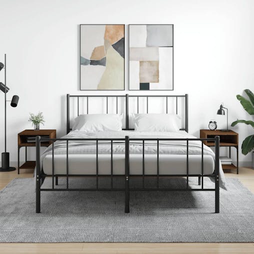 NNEVL Bedside Tables 2 pcs Brown Oak 40x41x50 cm Engineered Wood