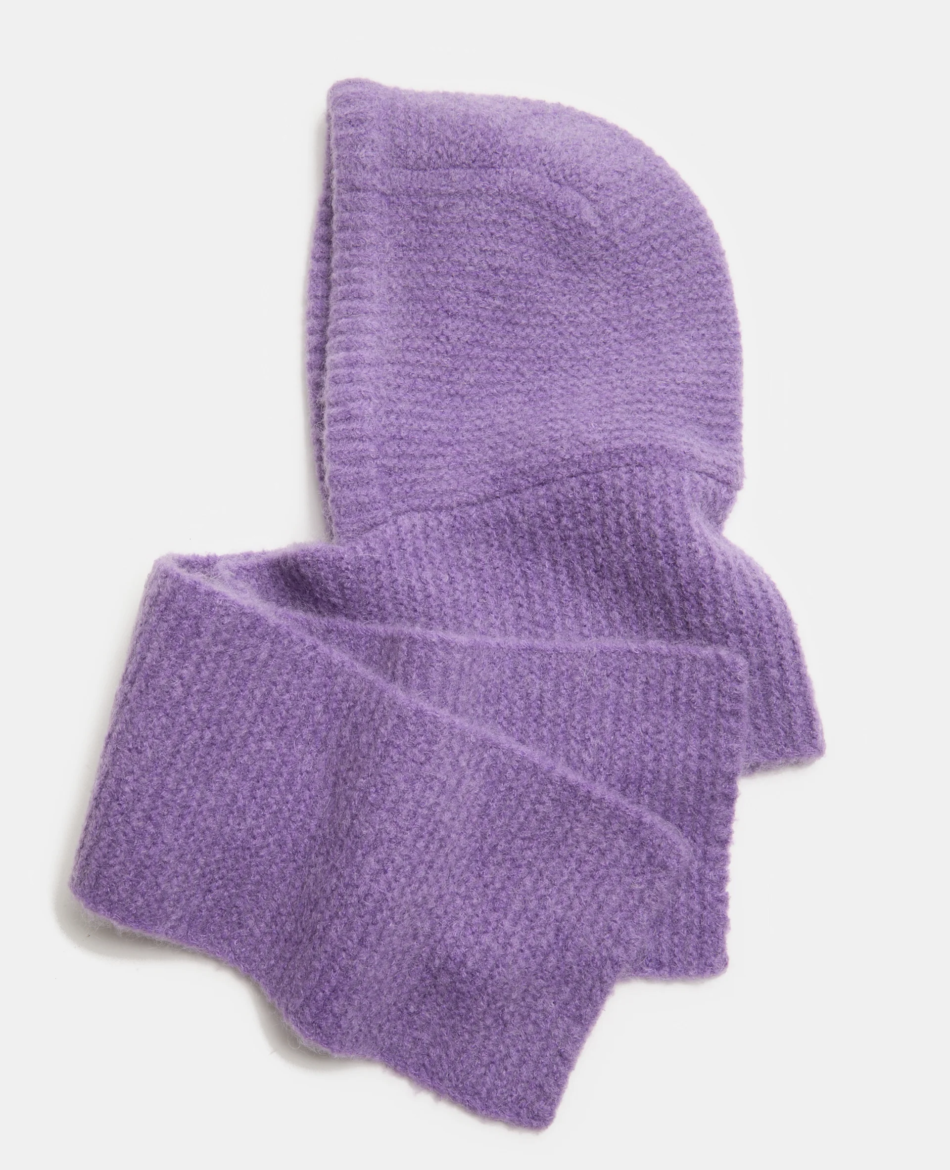 Cagoule avec écharpe contenant mohair et laine