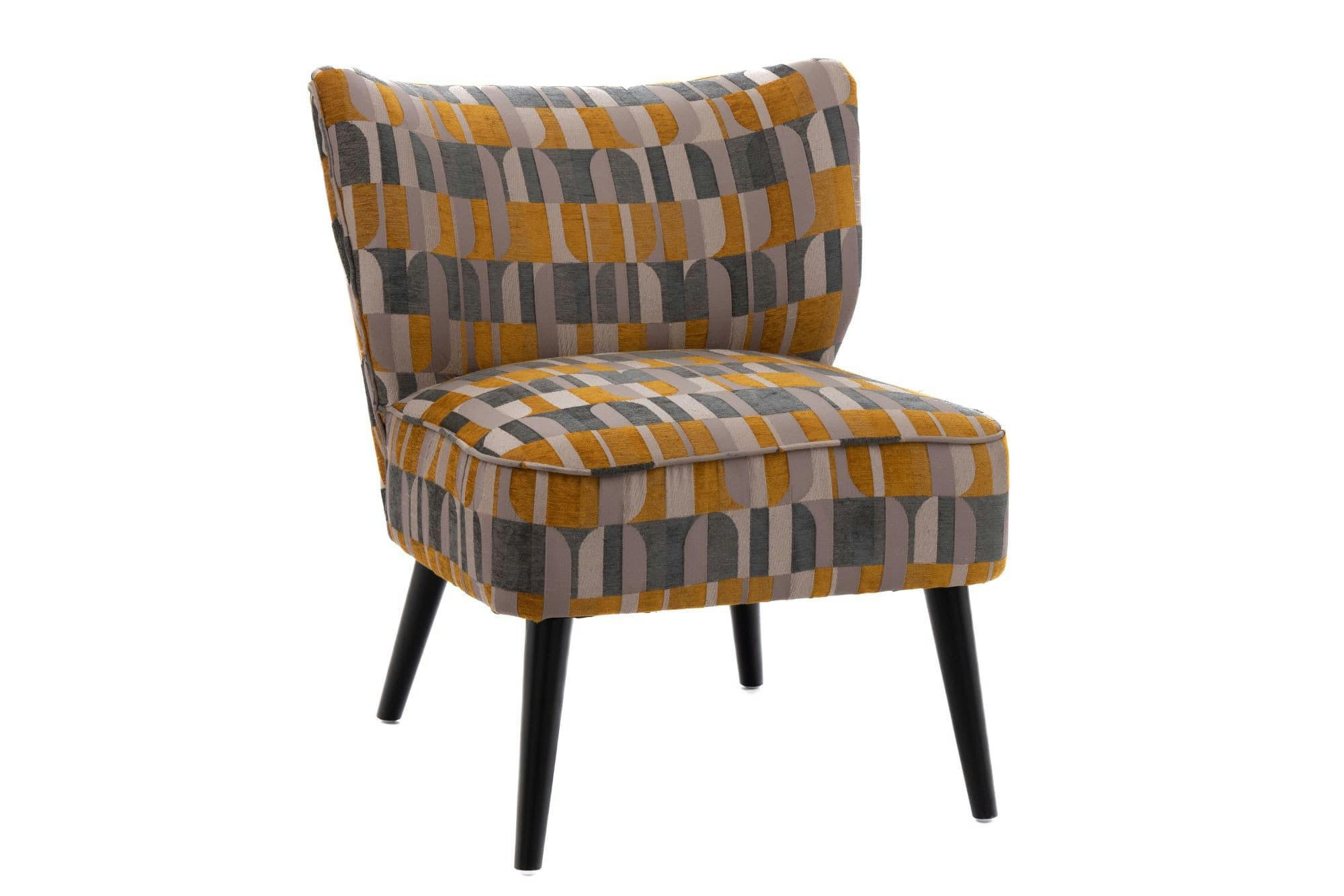 AXEL - Fauteuil crapaud en tissu multicolore motifs géométriques