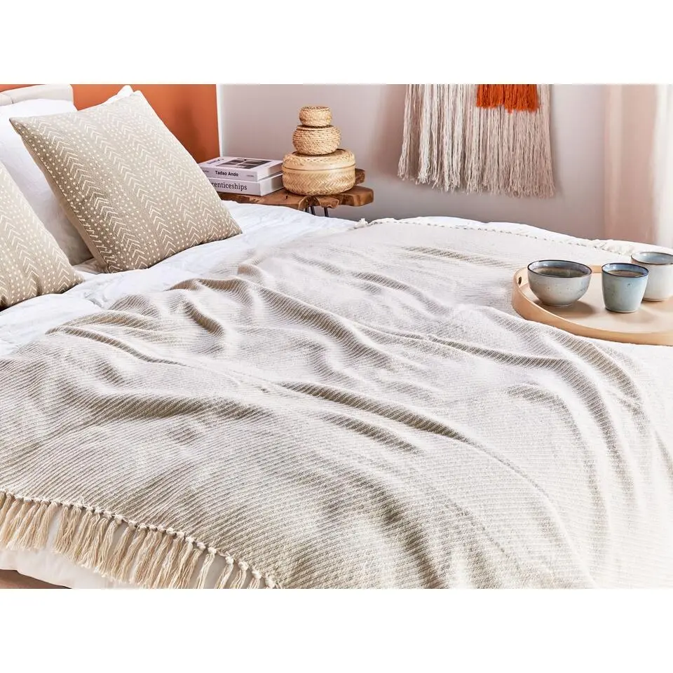 YARSA - Plaid - Beige - 125 x 150 cm - Katoen