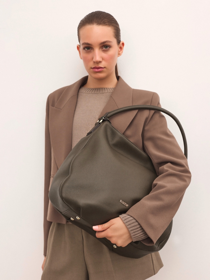 Olive hobo bag with handle