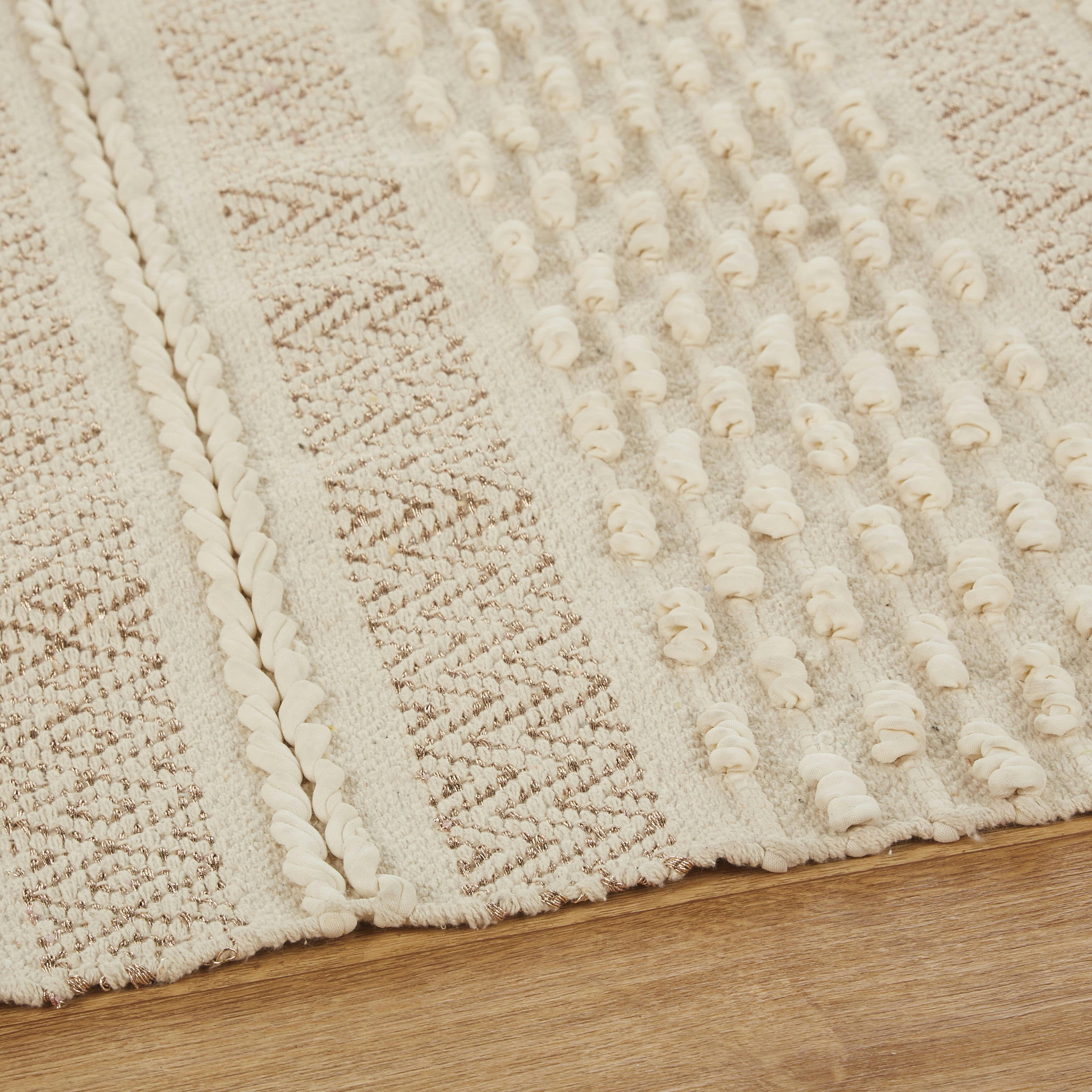 BLIDA - Tapis en coton recyclé tissé marron noisette 160x230
