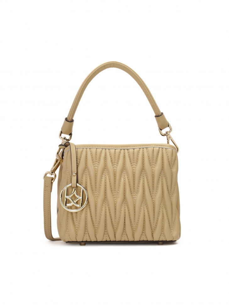 Beige soft leather handbag
