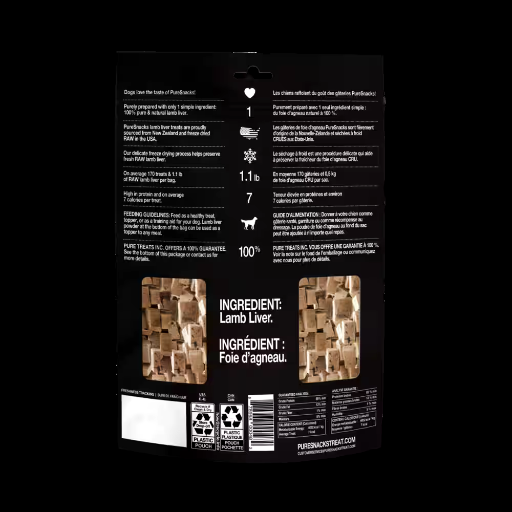 PureSnacks Freeze-Dried Lamb Dog Treats, 156-g