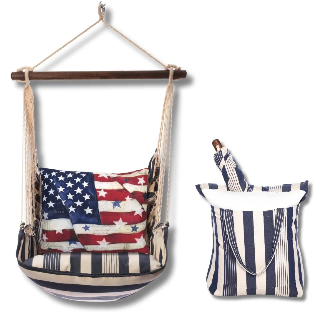 Magnolia Casual Swing Set 4 piece - Marina Stripe w/ American Flag with Stars