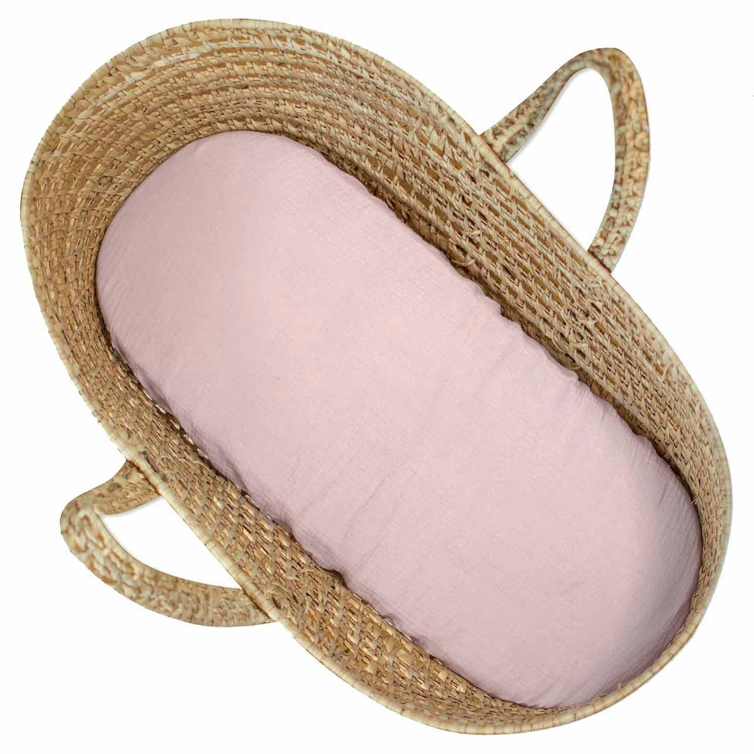 JEANNE - Drap housse couffin ovale en gaze de coton  72 x 32cm